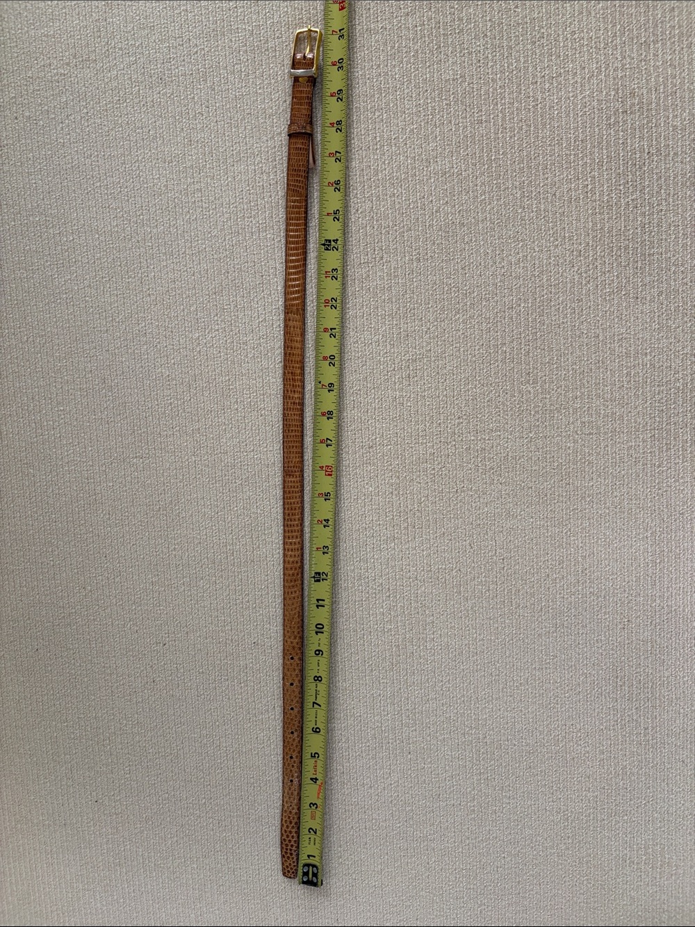 Lizard Brown Leather Belt with Gold-Tone Buckle - Picture 4 of 8
